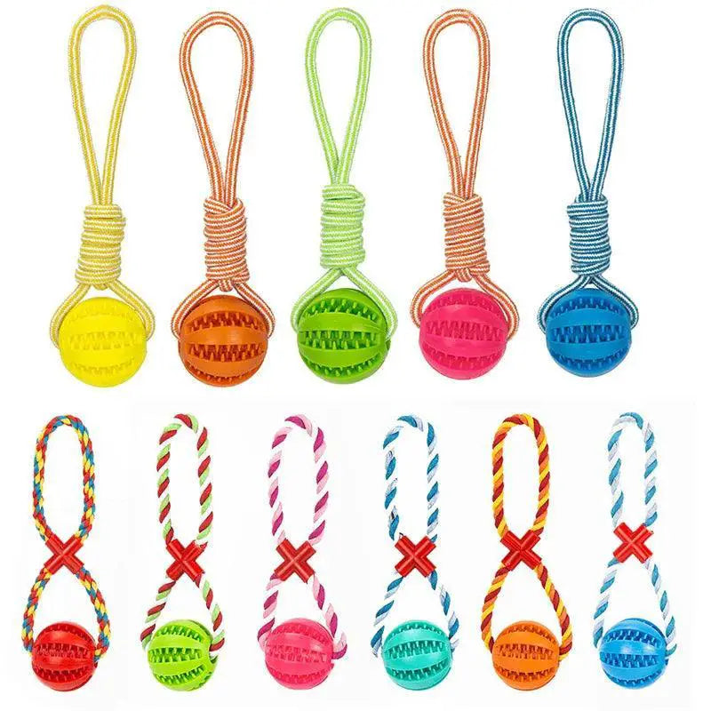 Dog Treat Balls Interactive Rope Rubber Toys For Small Dogs