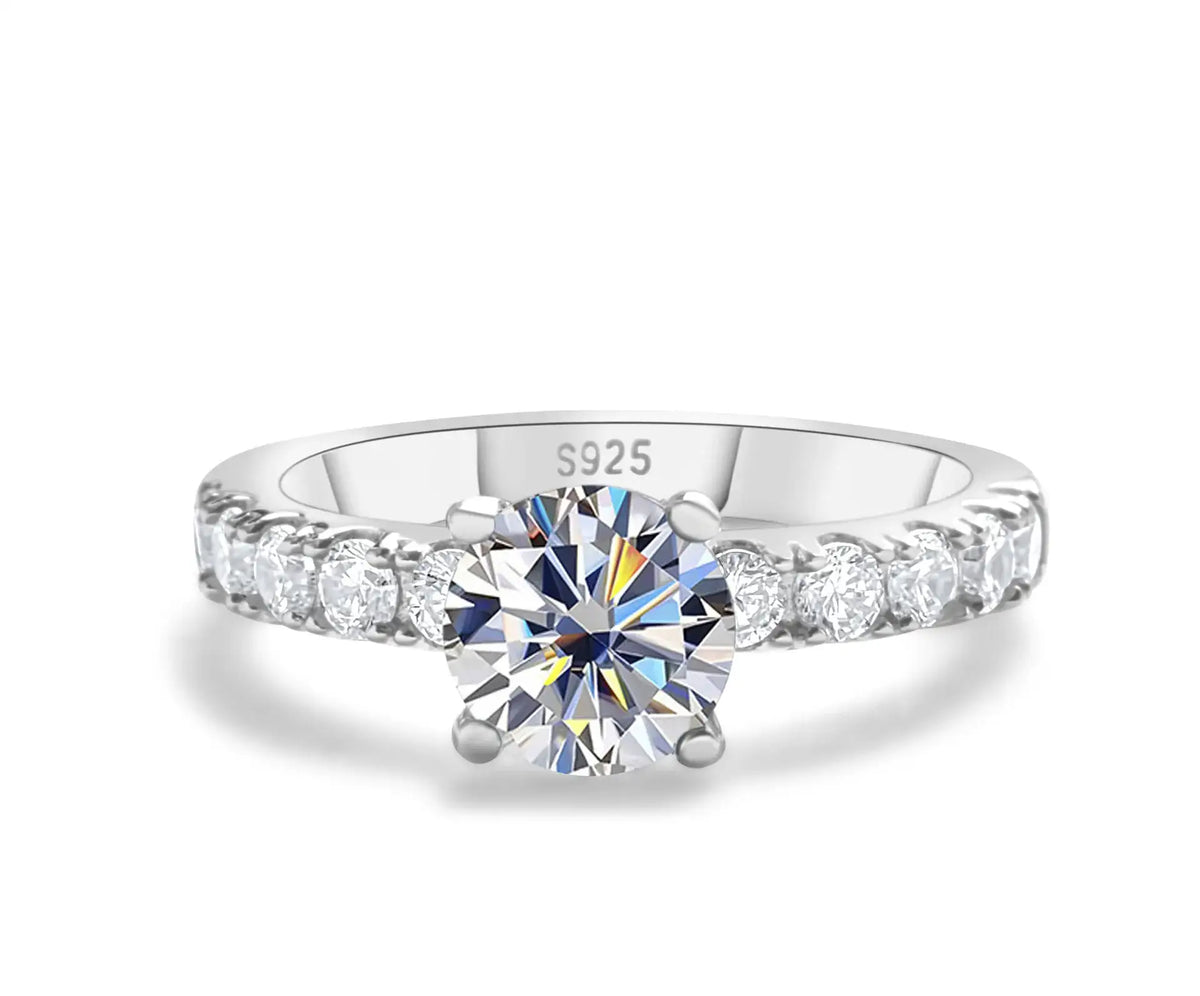 Moissanite Ring in Sterling Silver Love — product view 2