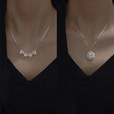 Heart Shaped Four Leaf Clover Pendant Necklace Jewelry