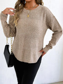 Marled Yarn Crewneck Pullover Sweater