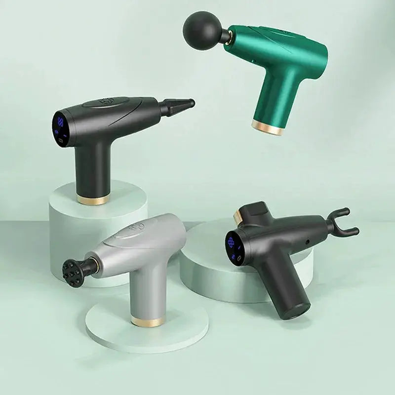 Black 4 Head Mini Fascia Gun Multi Stage Massage Device