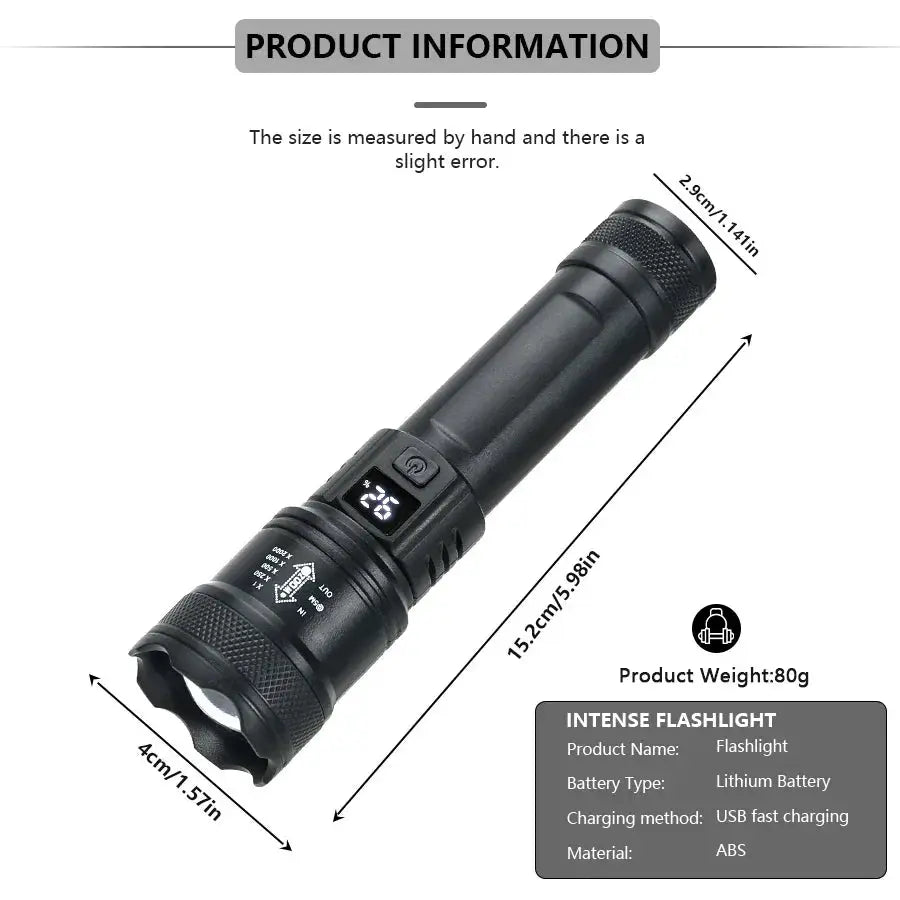 2000LM LED Tactical Flashlight High Power Outdoor Torch