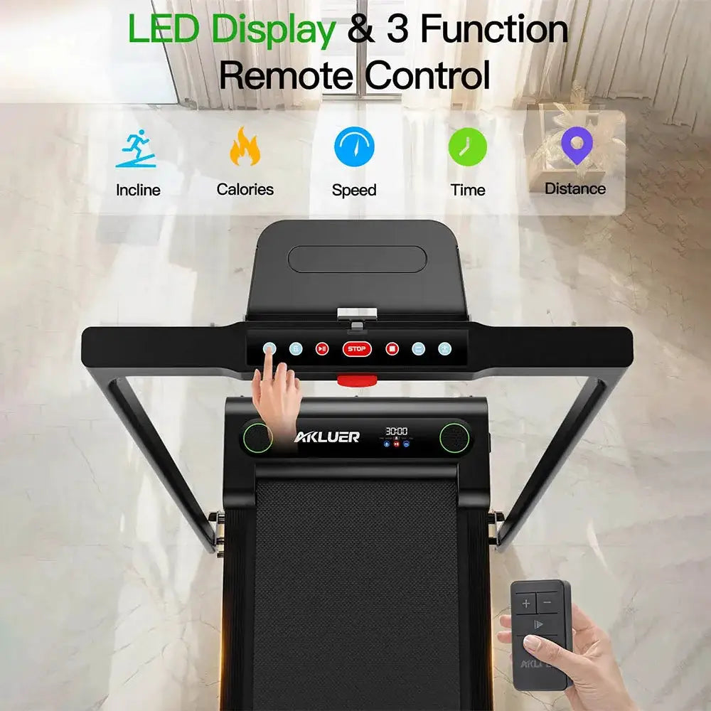 Akluer 480L-B Incline Walking Pad with Handle, 2.5HP Under Desk Treadmill, LED Screen & Remote Control, 330lbs Max Capacity, Foldable, Anti-Slip Running Belt & Shock Reduction System, Local delivery