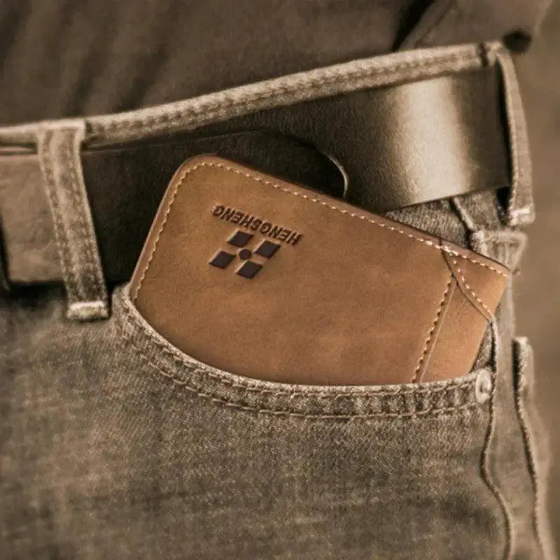 Slim Leather Hipster Wallet with Compartments for Modern Men