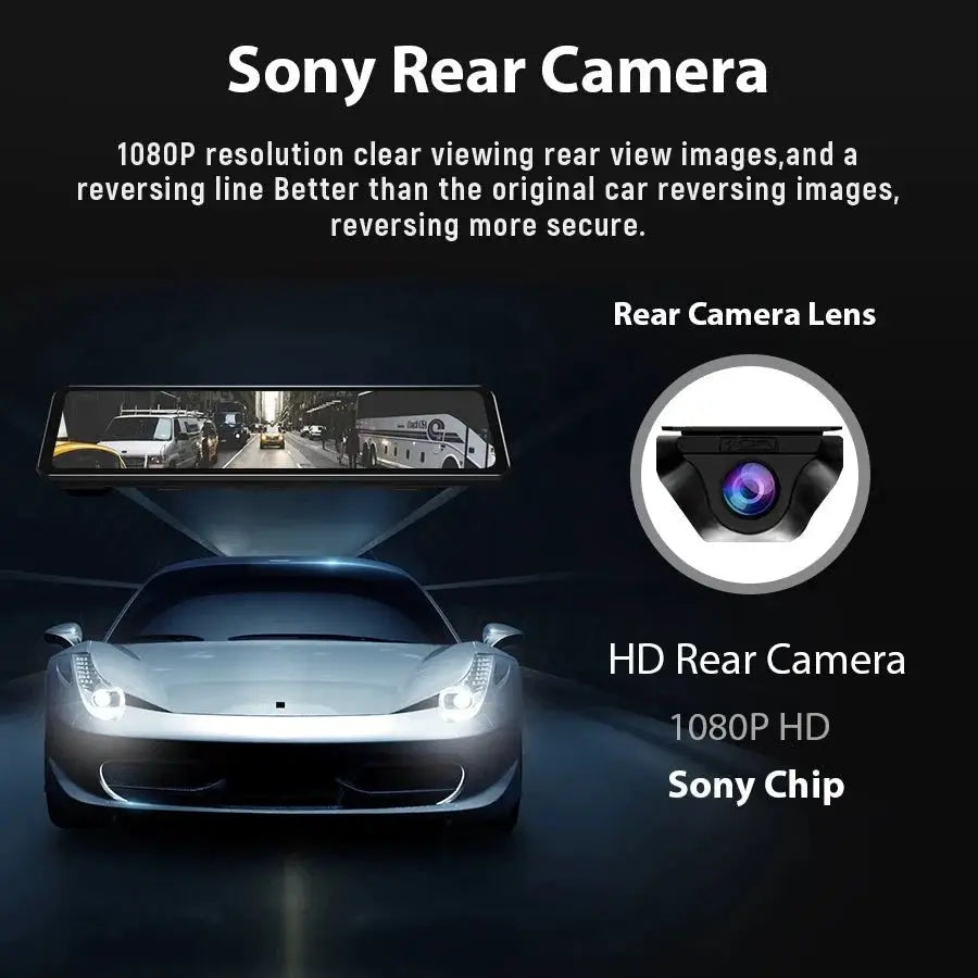 ACCEO 4K WiFi Dash Cam With 12 Inch Rear View Mirror Car DVR - stepyours.com