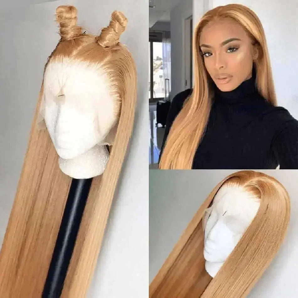 27 Inch Honey Blonde HD Lace Front Wig 180 Density Straight