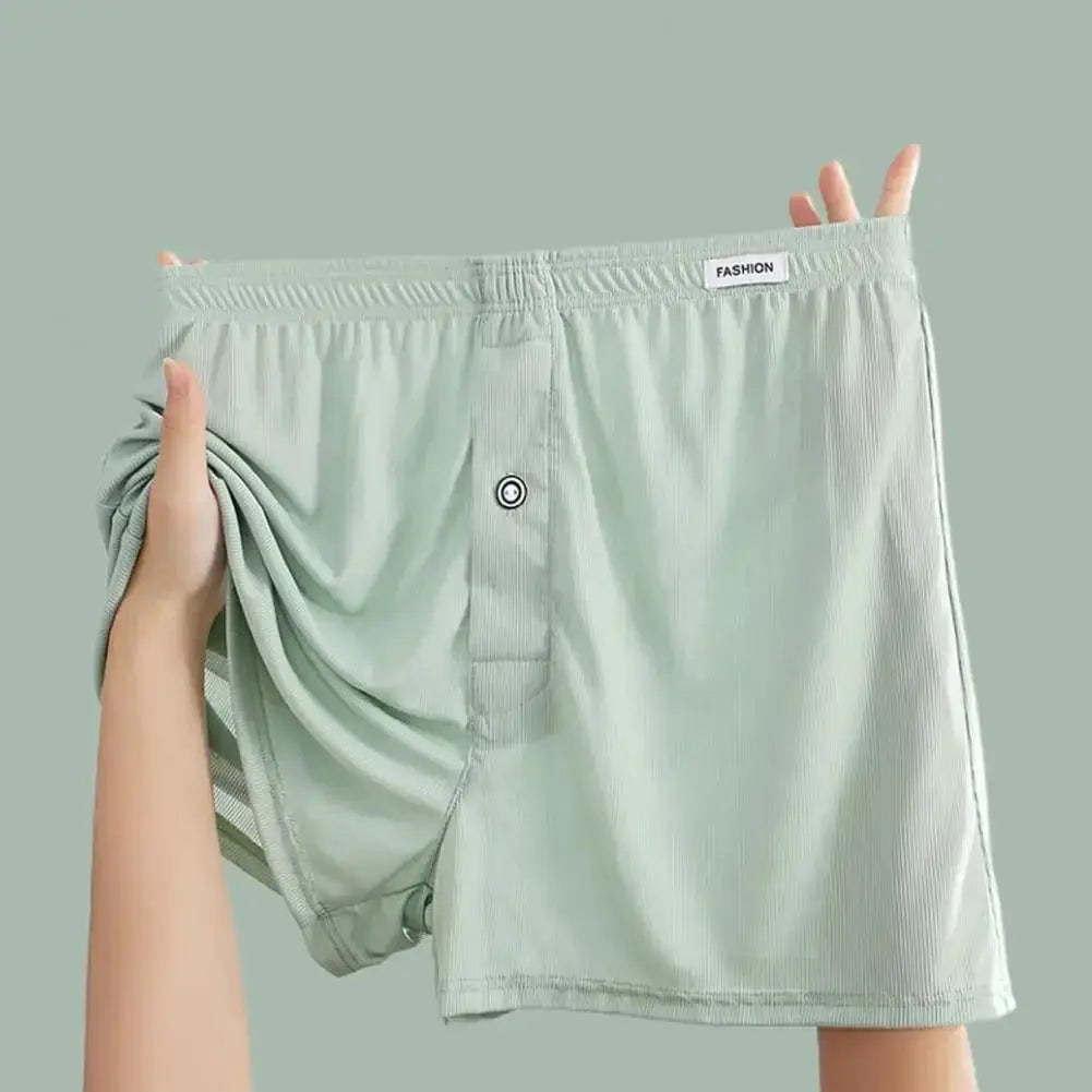 Men Boxer Briefs Underwear Elastic Waist Mid Rise Shorts
