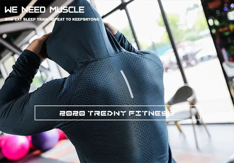 Mens Fitness Tracksuit Hoodie Joggers For Outdoor Workout
