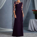 Sheer Lace Round Neck Gown