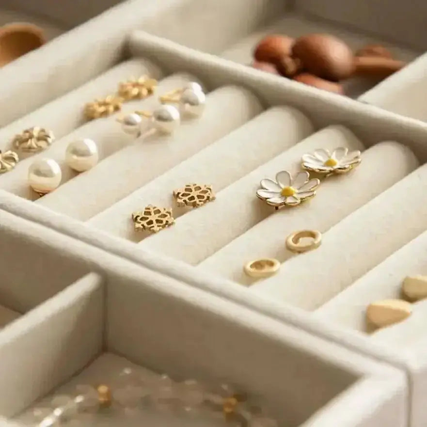 Jewelry Storage Box Earring Ring Necklace Brooch Organizer