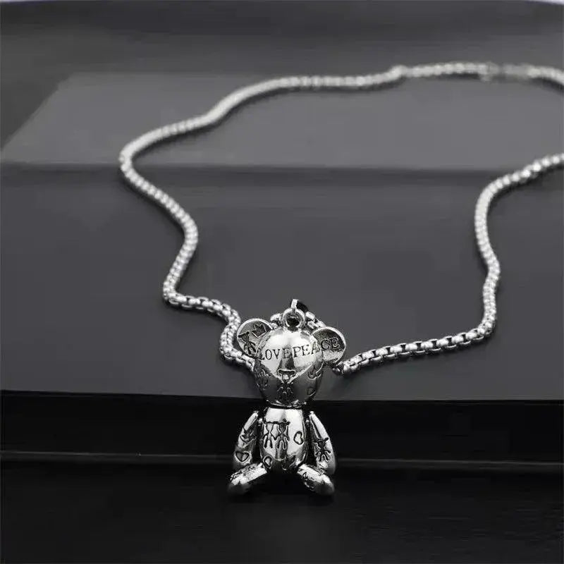 Rebel Bear Necklace Bold Graffiti Street Style Pendant