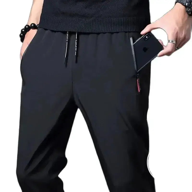 Men's Casual Pants Straight Slim Fit Elastic Waist Jogger - OurLum.com