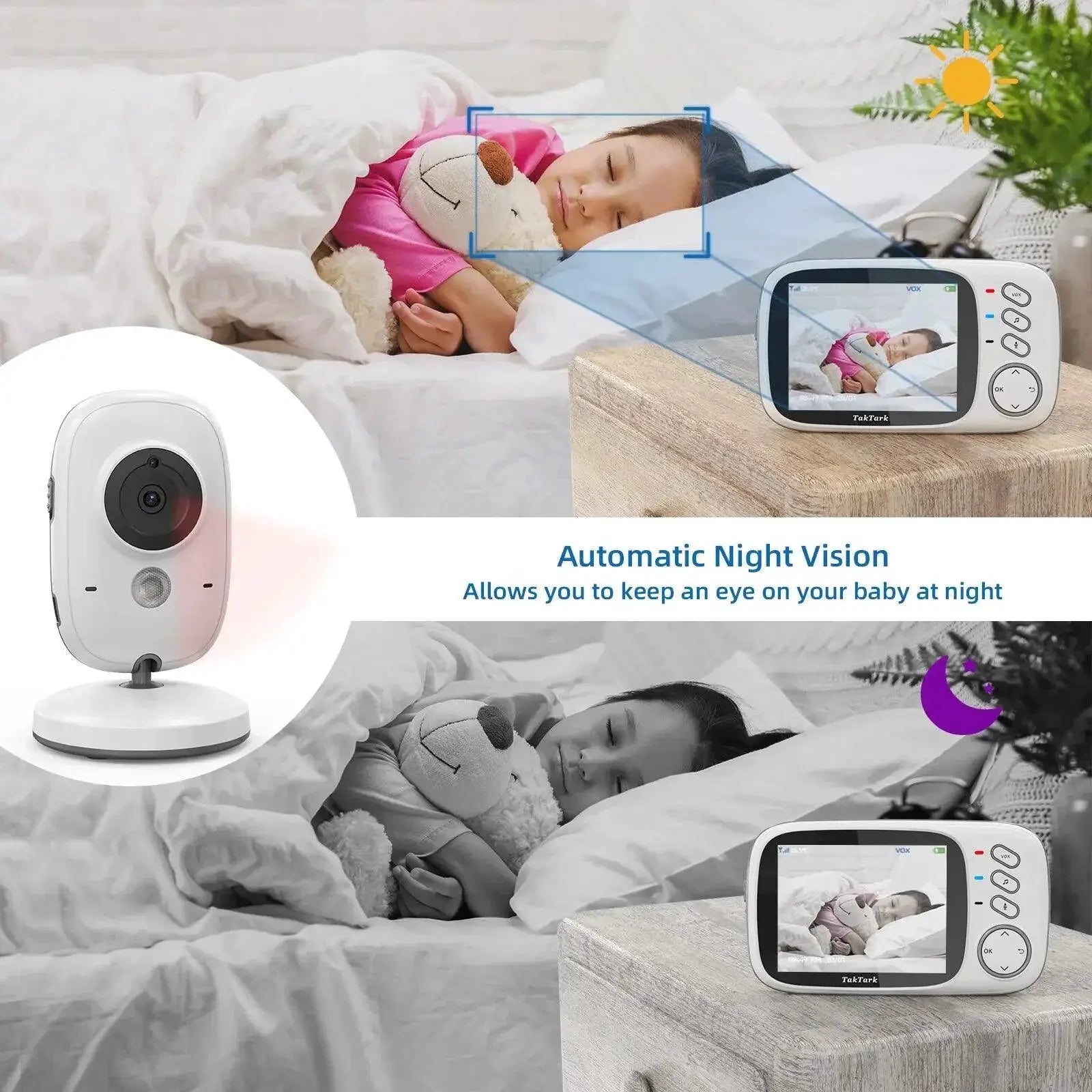 TakTark Wireless Baby Monitor With Night Vision Lullabies
