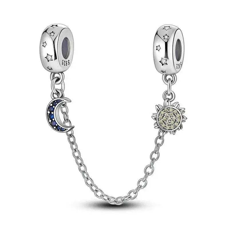 New 925 Sterling Silver Plated Butterfly Daisy Safety Chain Bead