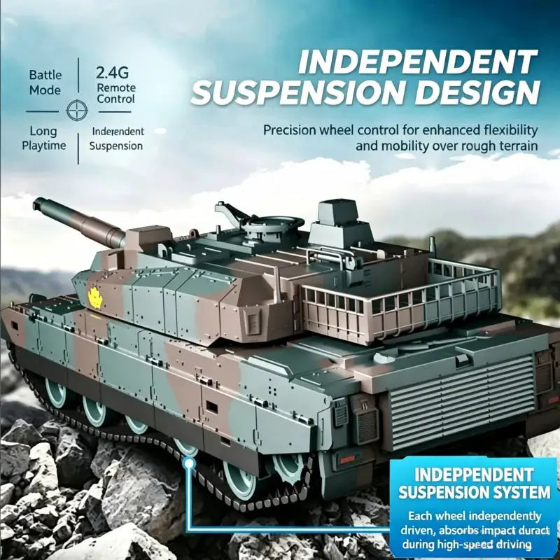 TONGLI RC Tracked Tank Toy with Shooting Function, Powerful — product view 4