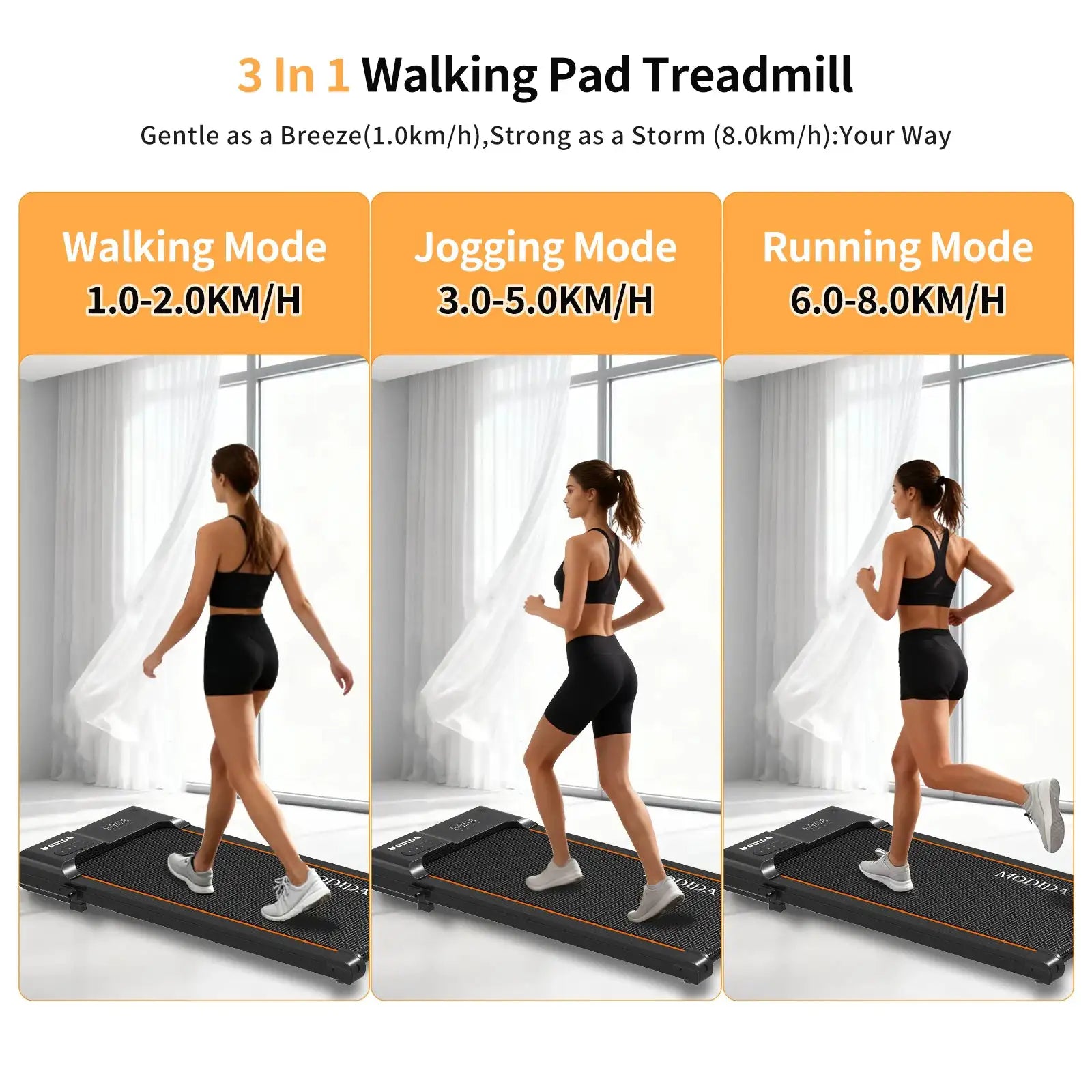 Walking Pad Treadmill 3.5HP Under Desk Portable Compact Machine 12 Speed LED Display 300 LBS Capacity Quiet for Walking Jogging Running for Home Office Apartment