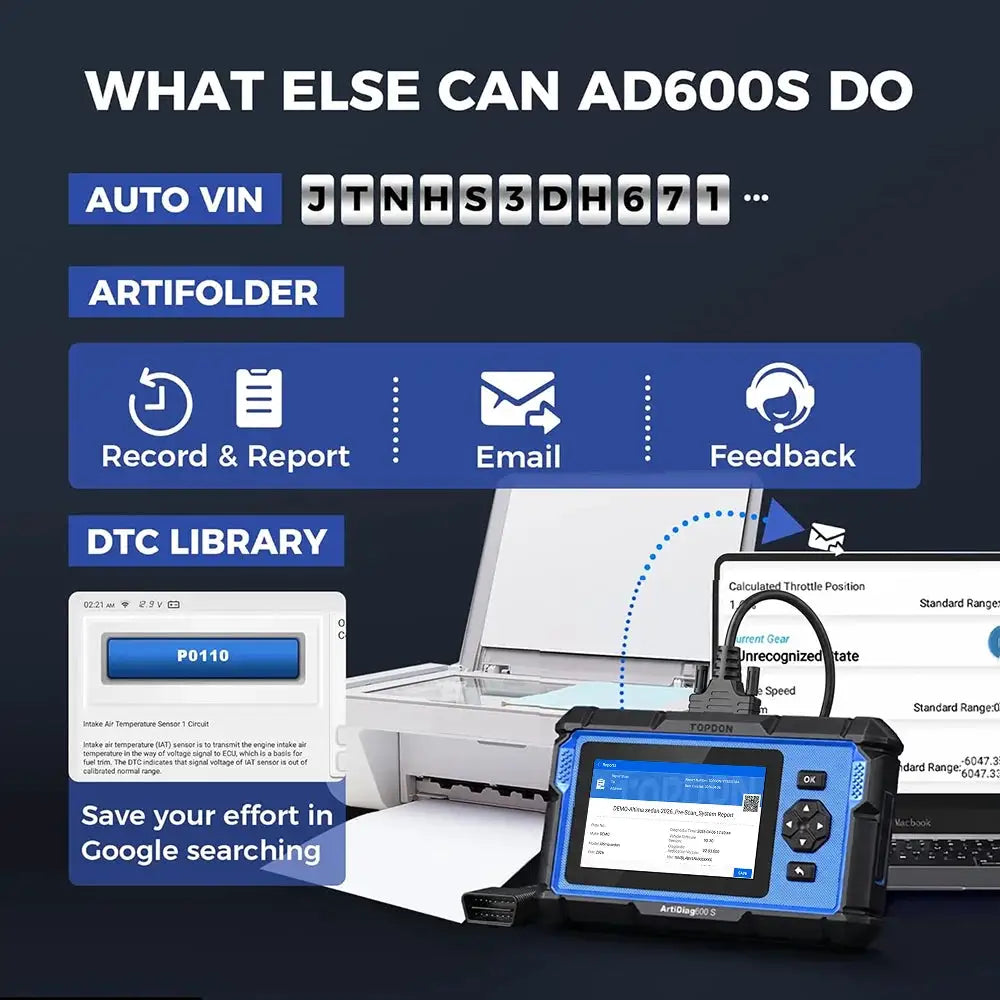 TOPDON ArtiDiag600S OBD2 Scanner Professional Car Diagnostic Tool ABS Airbag Oil EPB DPF TPMS BMS Reset Automotive Code Reader