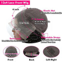Chocolate Brown Highlight Bob Wig Lace Front Human Hair