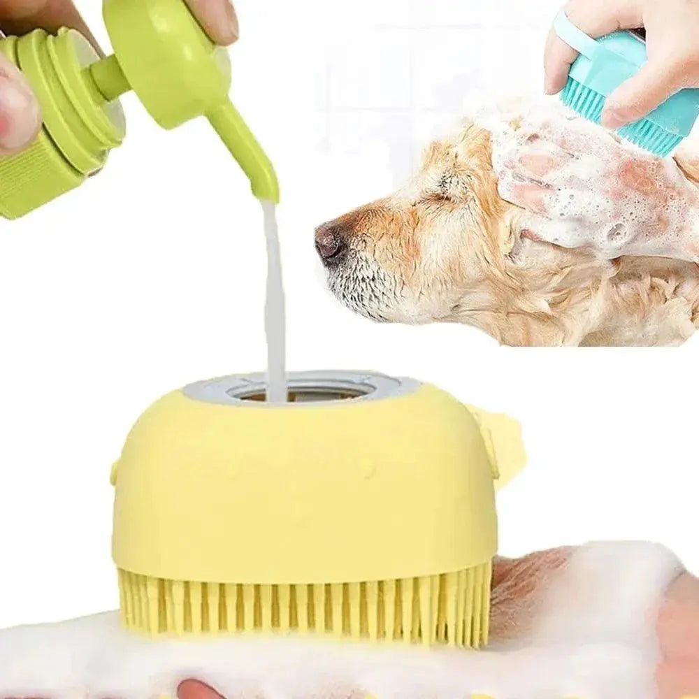 Dog Bath Massage Gloves Silicone Brush With Shampoo Box