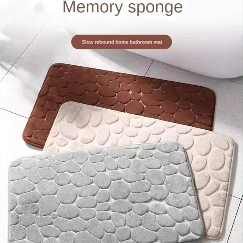 Cobblestone Design 3D Anti Slip Bath Mat Absorbent Carpet
