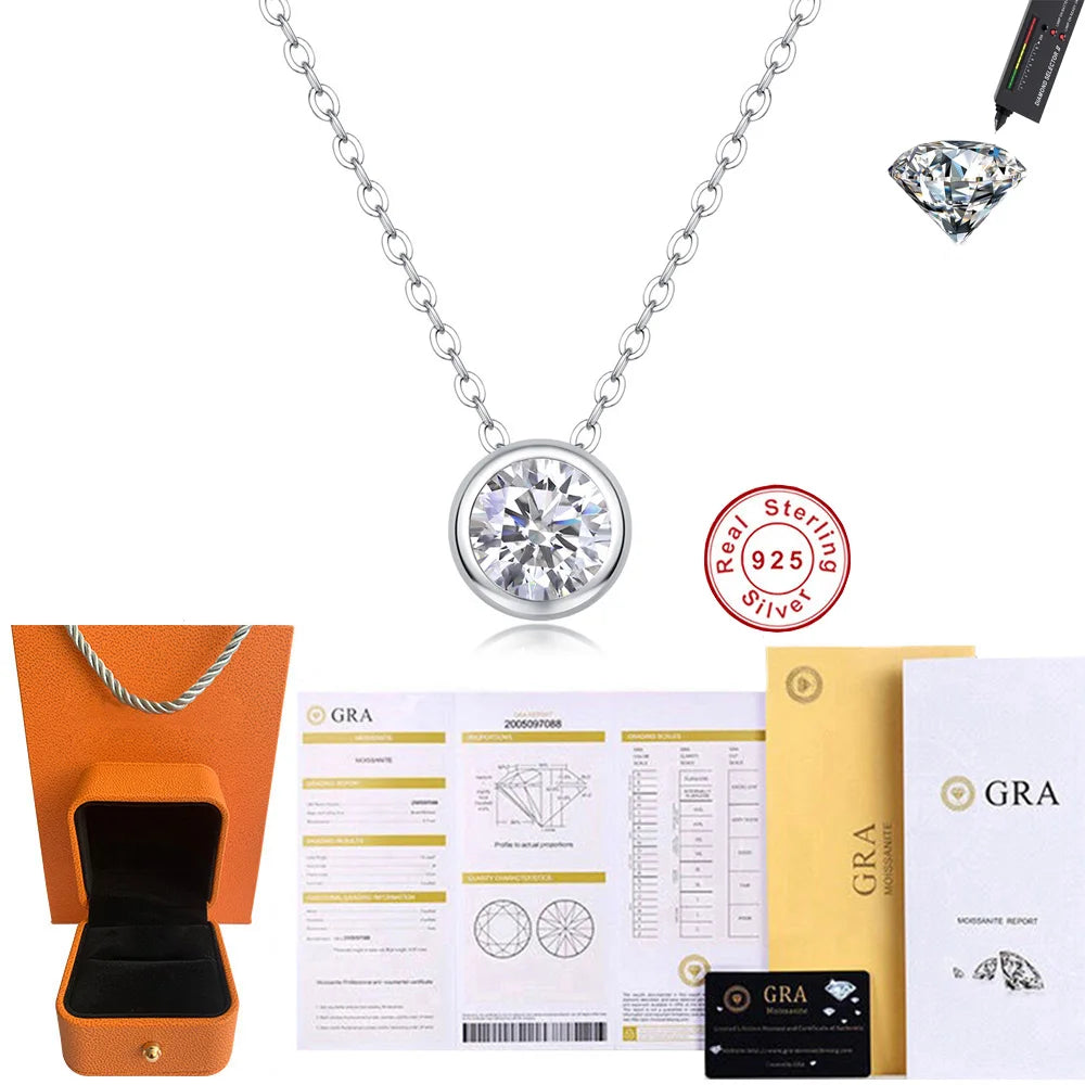Round Cross Moissanite Pendant Necklace in Sterling Silver — product view 6
