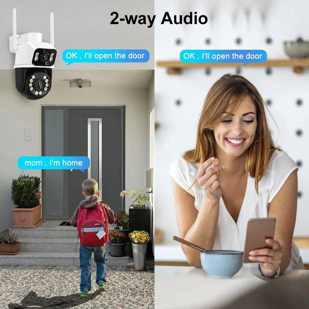 Advanced Dual Lens Outdoor Security Camera Dual Screens