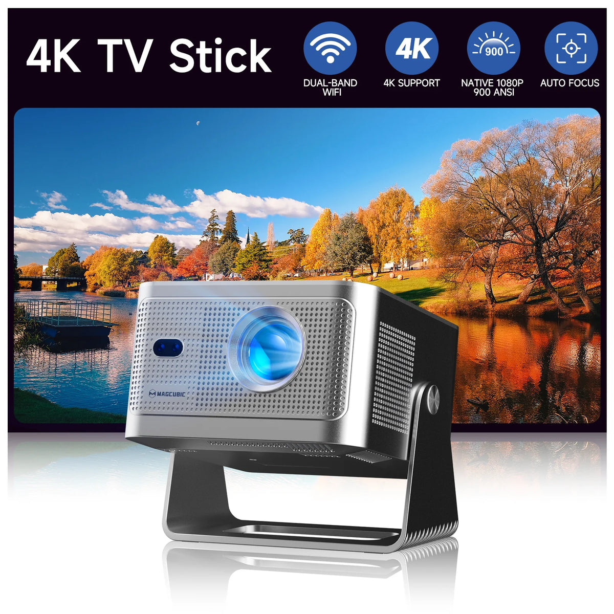 Magcubic Projector with TV Stick ANSI Native Projector Auto Focus — product view 1