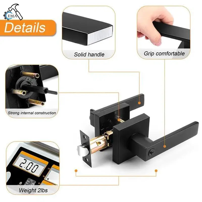 High-Quality Heavy-Duty Interior Door Handle Locks with Core & Latch – Safety Door Accessories, Durable Handle Set for Home