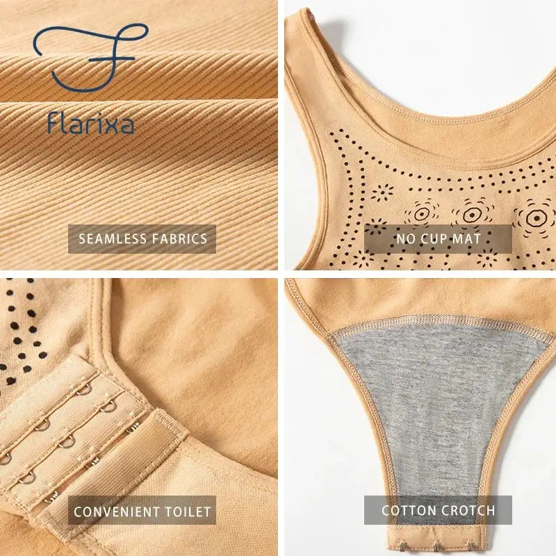 Flarixa Plus Size Seamless Open Crotch Bodysuit For Women