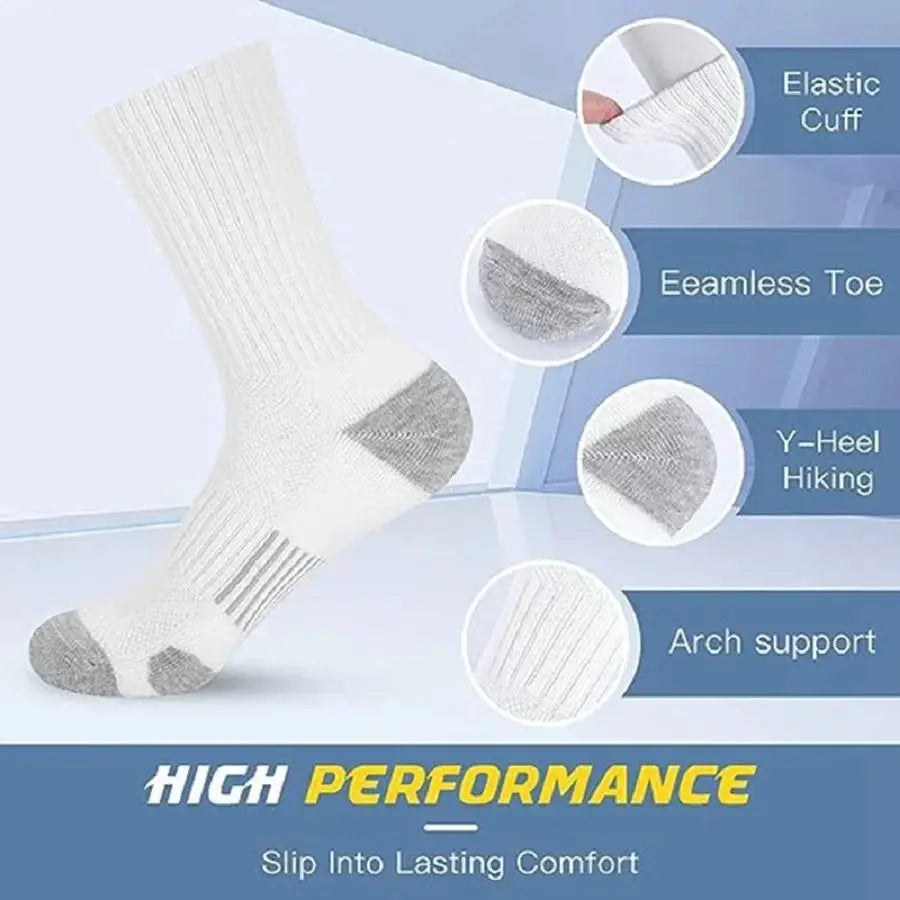 Premium Cotton Athletic Socks 5 Pairs for Active Men