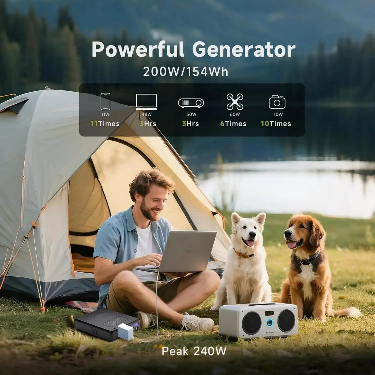 ALLPOWERS S200 Portable Power Station 41600mAh 200W Solar Powerbank & SP026 60W Foldable Solar Panel for Camping Laptop Iphone