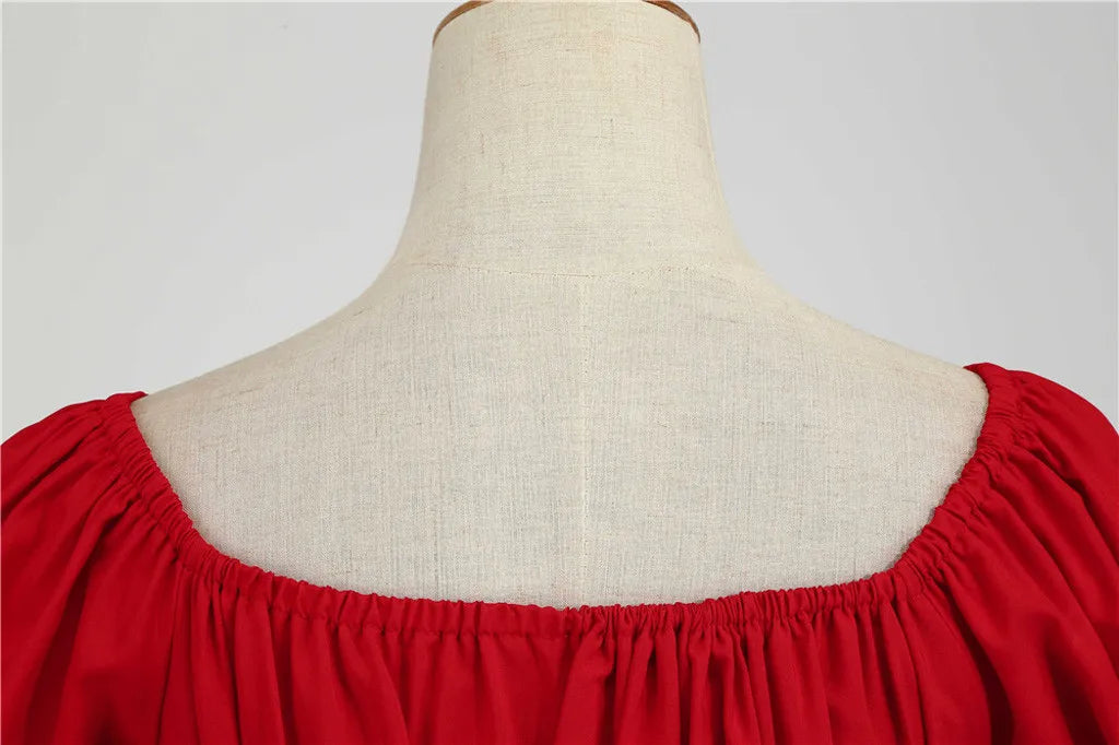 Retro Square Neck Swing Dress