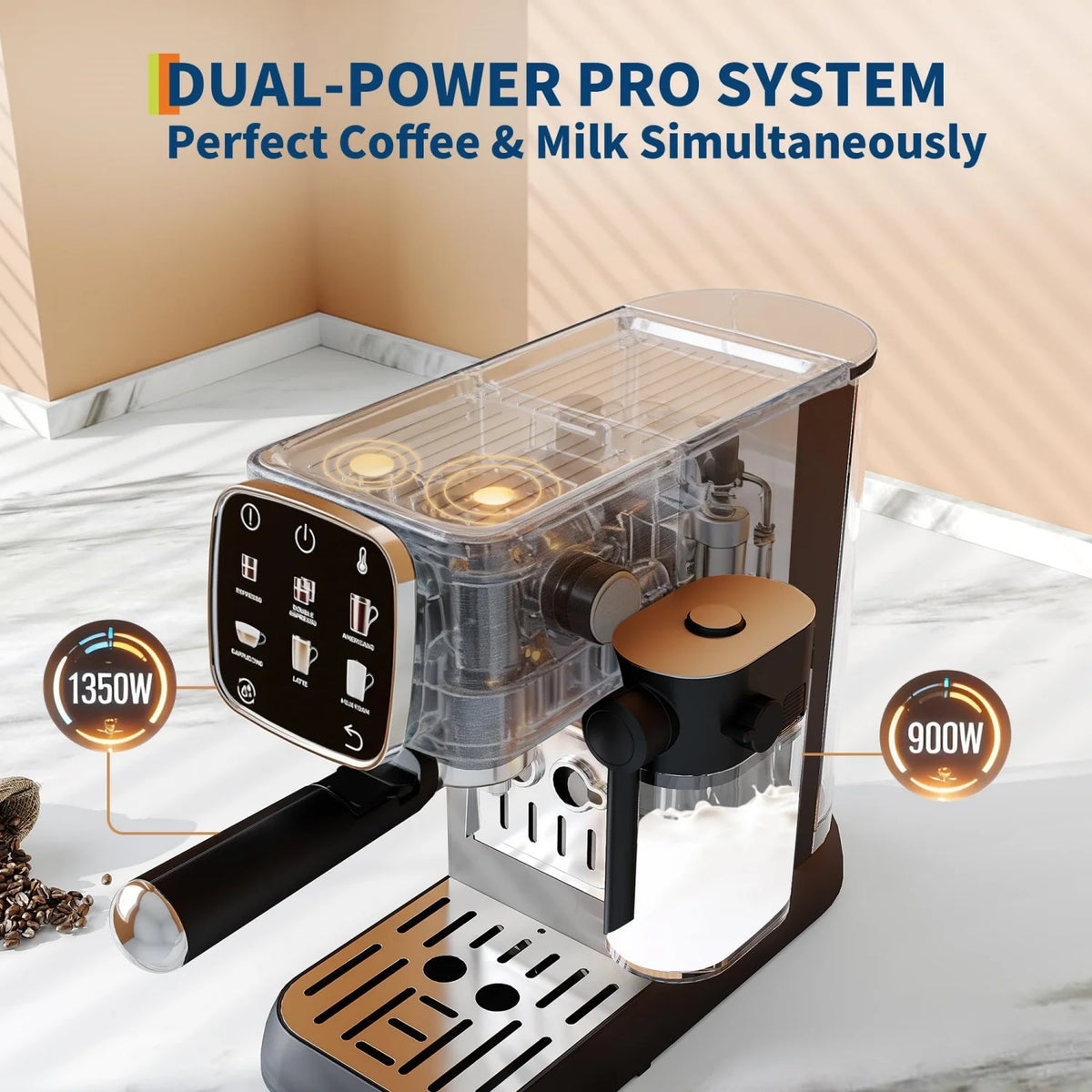 Espresso Machine , Compact Espresso Maker with Steam Milk Frother — product view 6
