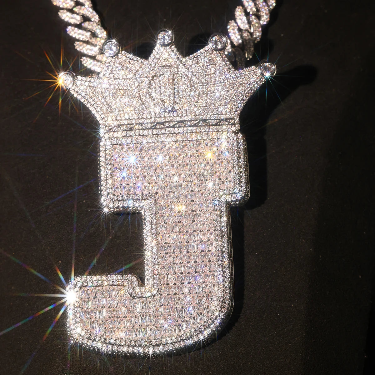 Iced Out Crown Initial Letter
