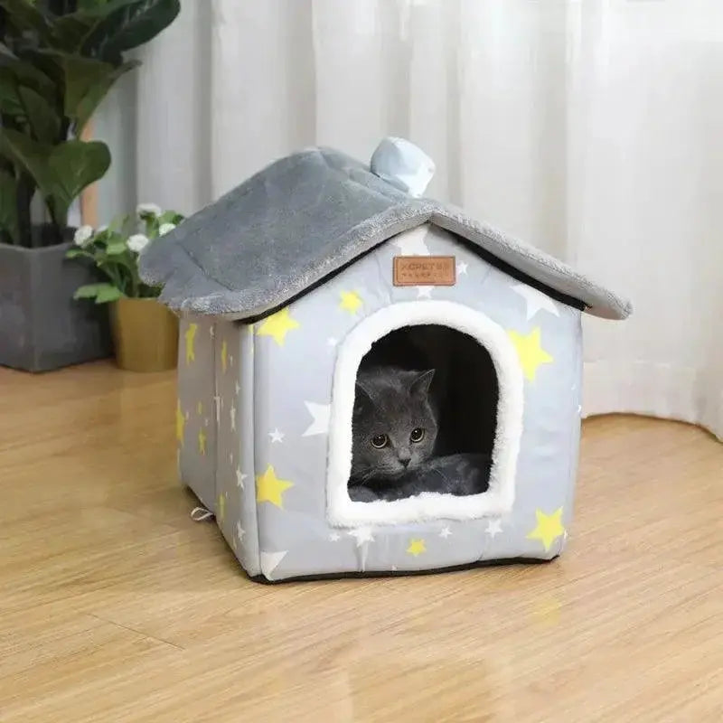 Foldable Winter Warm Cat Bed For Small Pets Cozy Nest