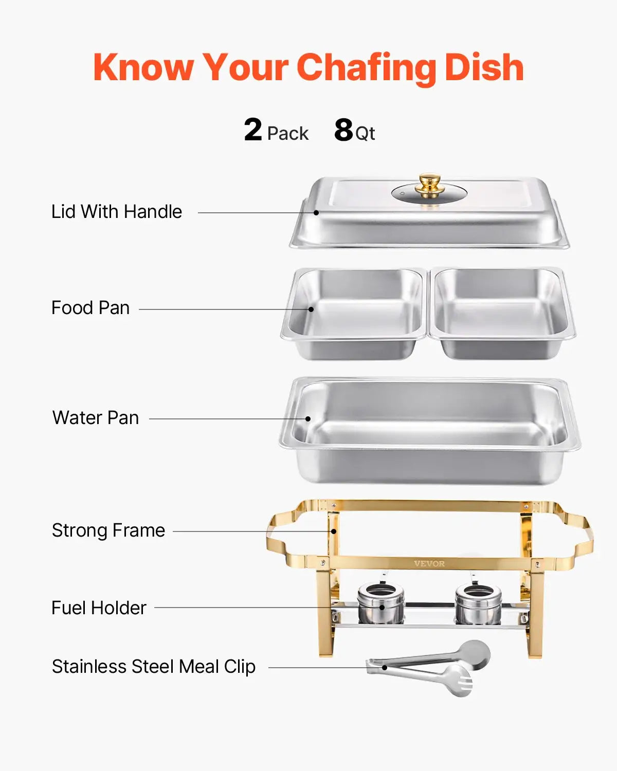 SucceBuy Pack Chafing Dish Buffet Set Stainless Steel Chafer — product view 5