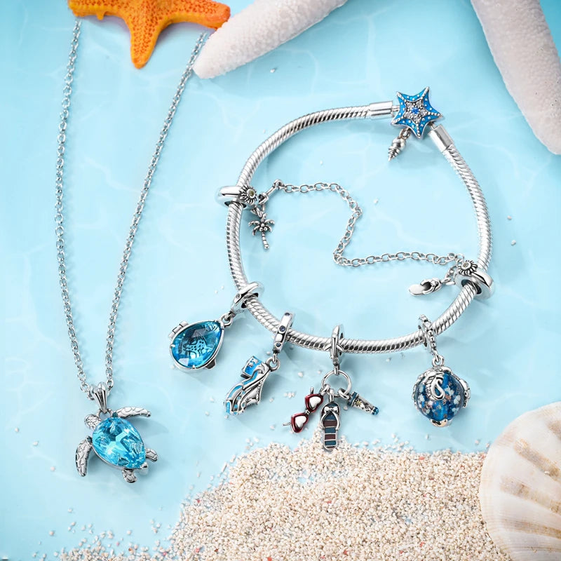Sterling Silver Charm Summer Beach