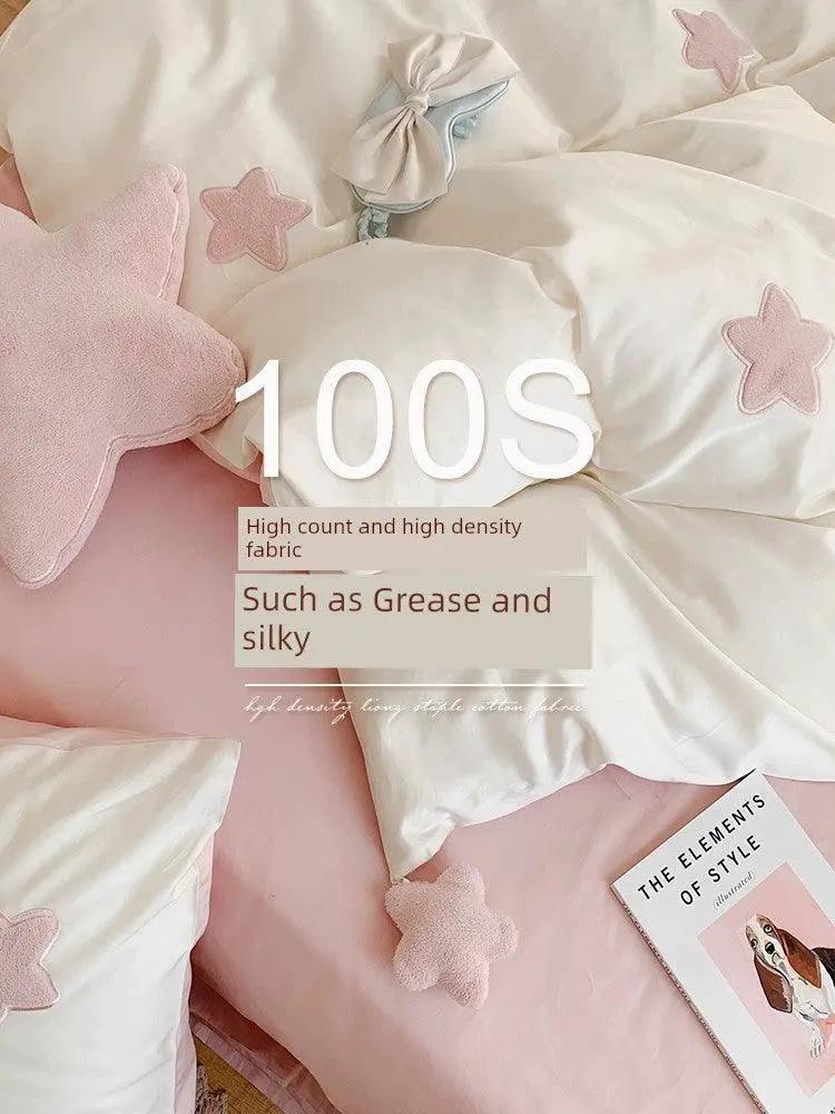 Young Adult Heart Princess Cotton Bedding Set Four Piece