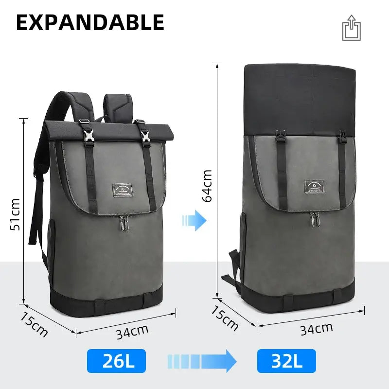 Laptop Backpack Women Men Roll Top Waterproof Travel Hiking Rucksack Lightweight Casual Daypack Stylish School Bag