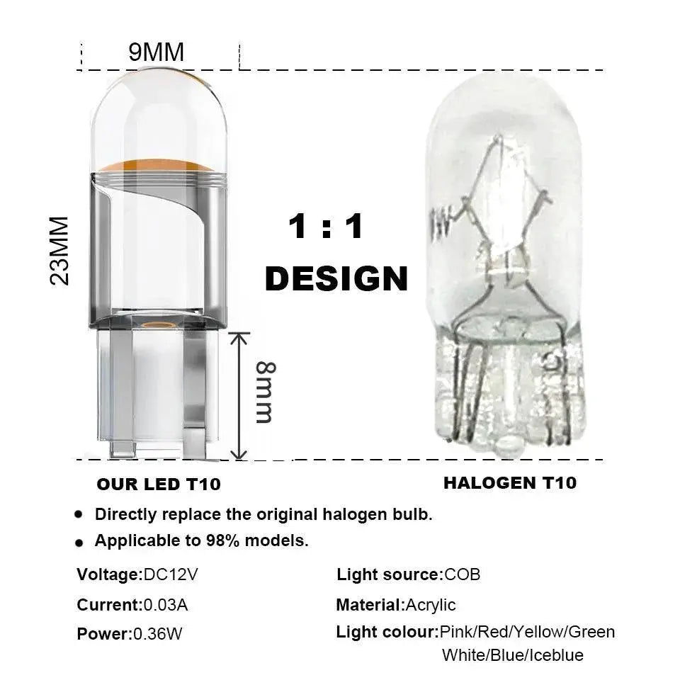 Led Car Light Bulb Cob Glass White High Performance Lamp