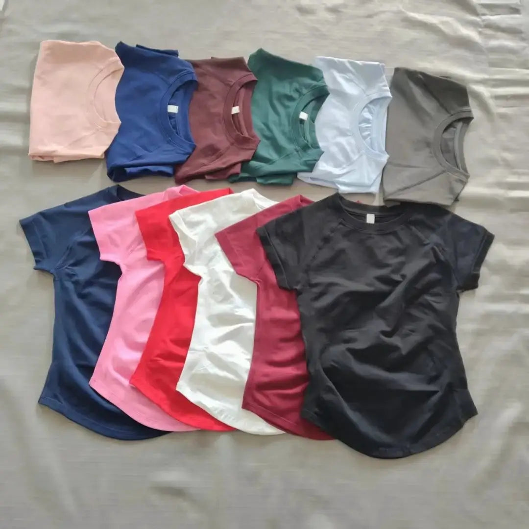 DF LOGO Short-Sleeve Sports T-Shirt for Women,Impact Cropped Gym Top, Lightweight Yoga Top, Stretchy Athletic Tee