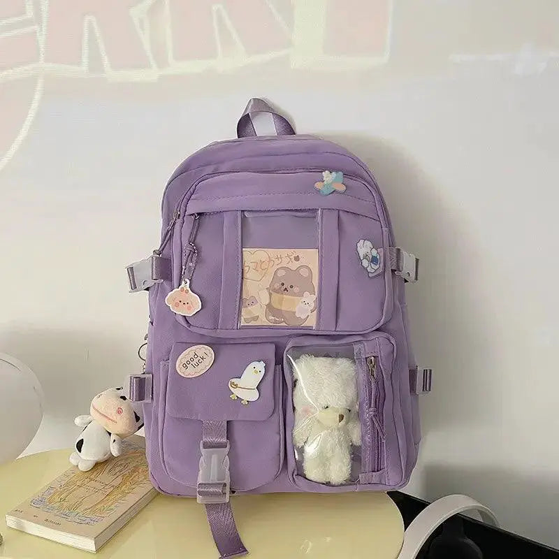 Pink Purple Girls High School Backpack Bag Stylish