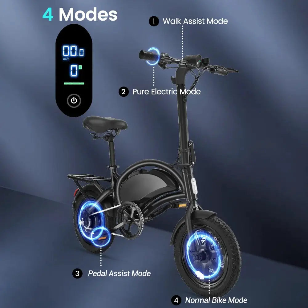 DYU D3F Electric Bike for Adults 14” Folding E-Bike 500W Peak Electric Bicycle 20MPH 36V 7.8AH Battery UL2849 City Commuter Bicycle