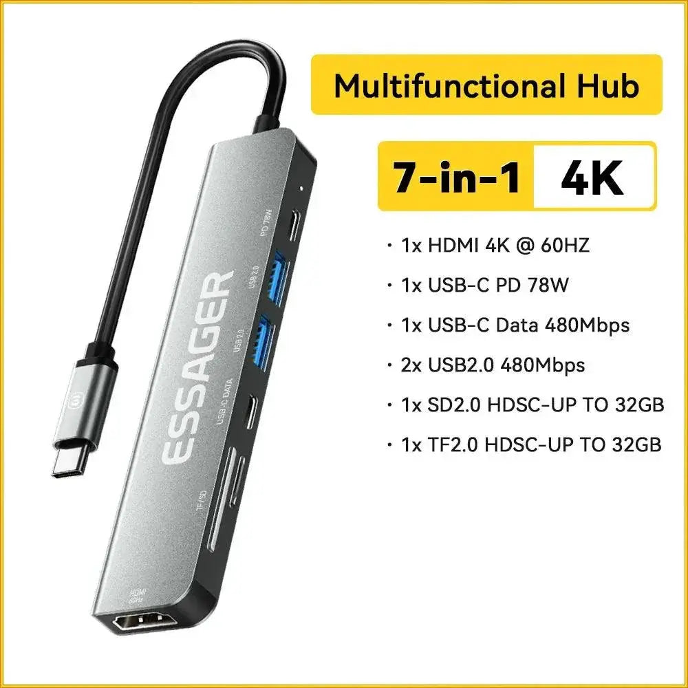 Essager 11 In 1 USB C Hub Docking Station 4K 30Hz Adapter