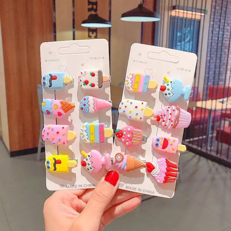 Magical Unicorn Hair Clips For Girls With Ice Cream Designs