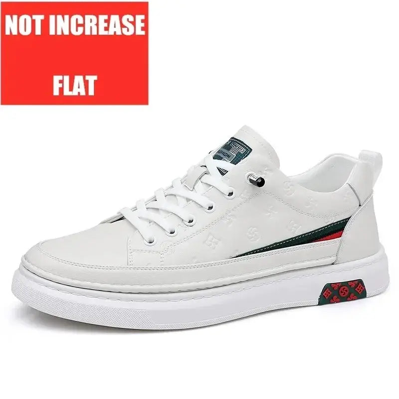 Spring Men's Elevator Shoes White Loafers 5cm Taller