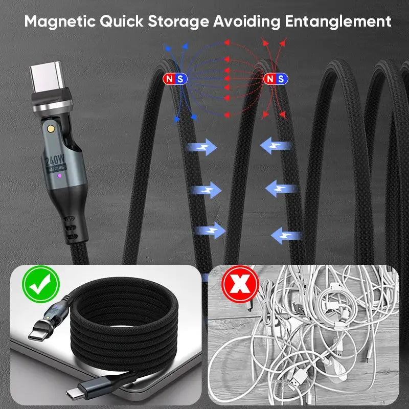 Magnetic Type C Braided Fast Cable — product view 2