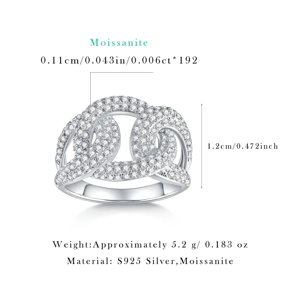 Geometric Moissanite Silver Ring — product image 2