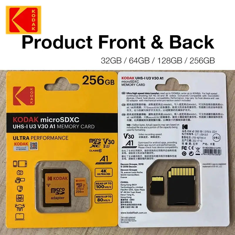 KoDak Micro SD Card 64GB Memory Card Wholesale High Speed 64GB U3 V30 UHS-I Class 10 Flash Card 64GB Cartao De Memoria For Phone