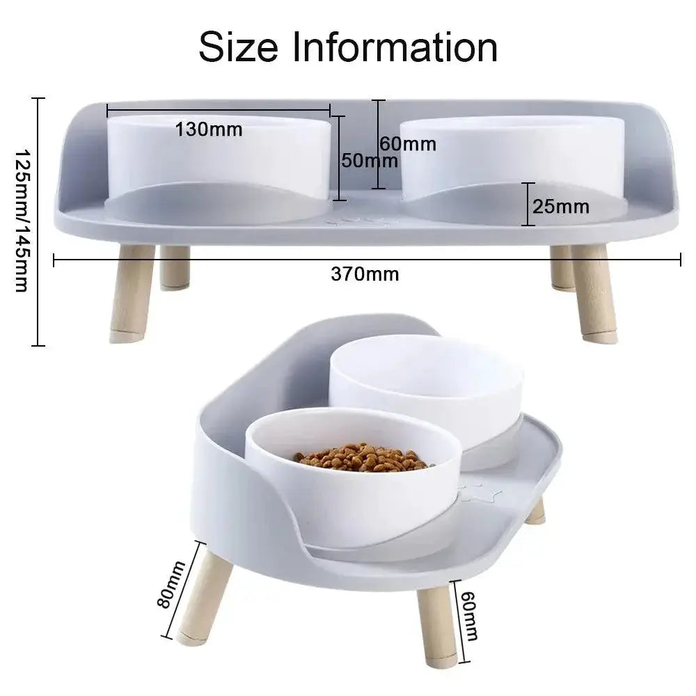 Adjustable Cat Double Bowls Feeder For Healthy Eating